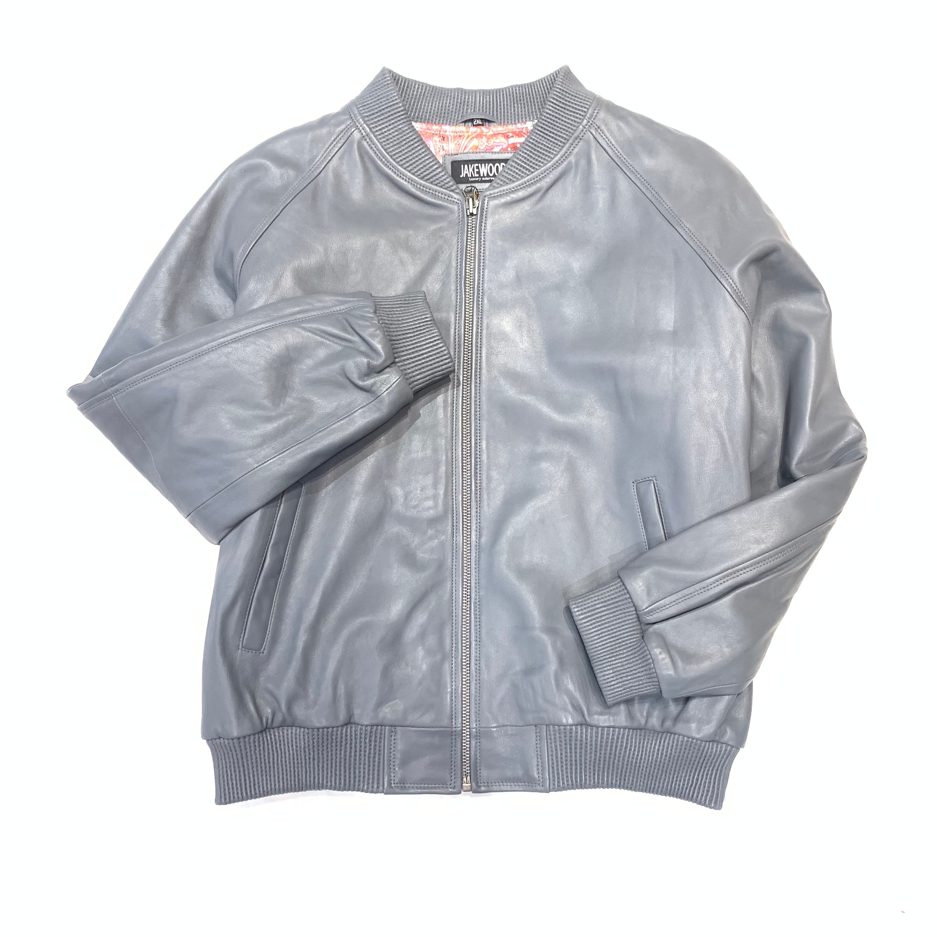 Kashani Grey Naked Lambskin Bomber Jacket - Dudes Boutique