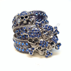 b.b. Simon 'Ocean Skull' Patent Double Row Crystal Belt - Dudes Boutique