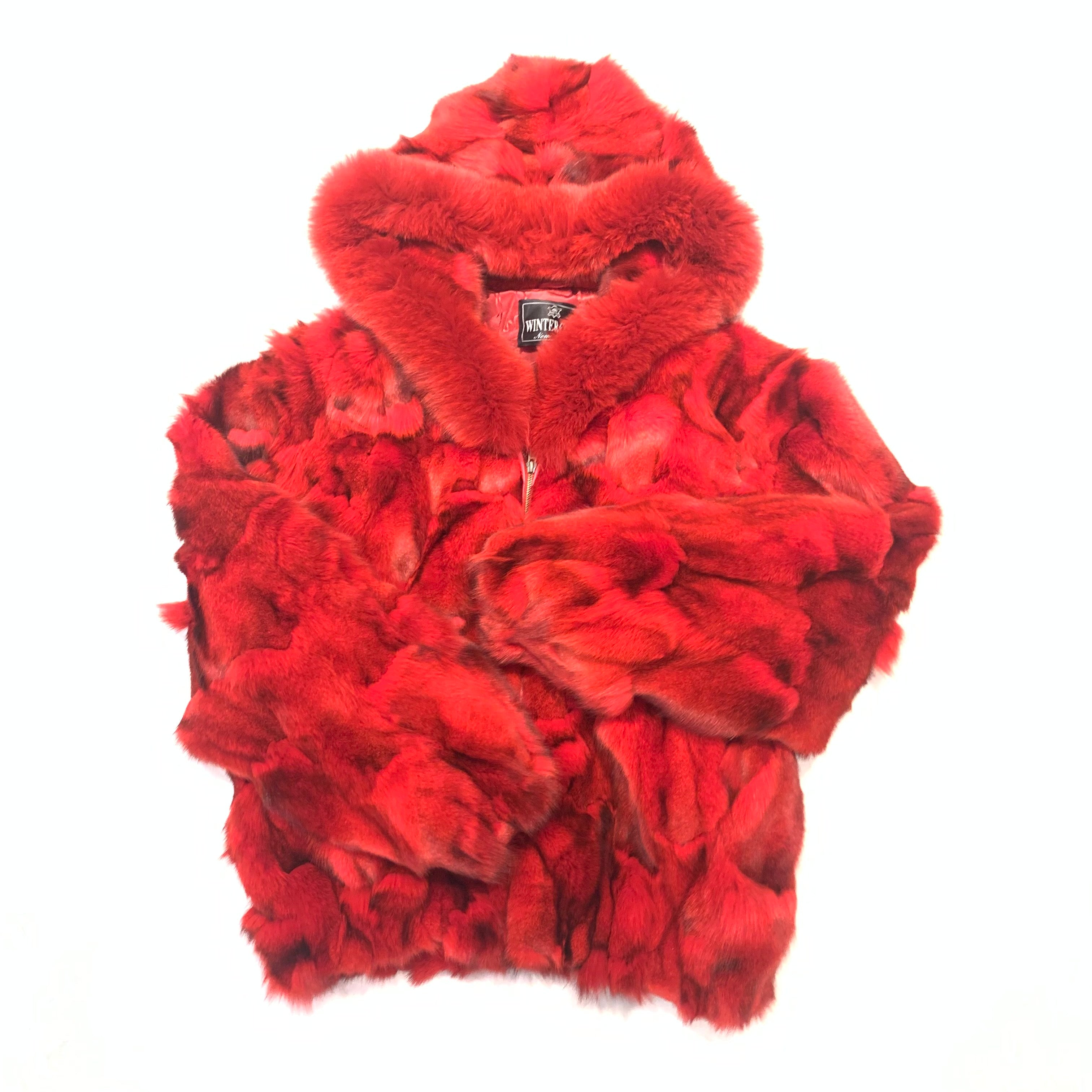 Kashani Women's Red Fox Fur Hooded Coat - Dudes Boutique