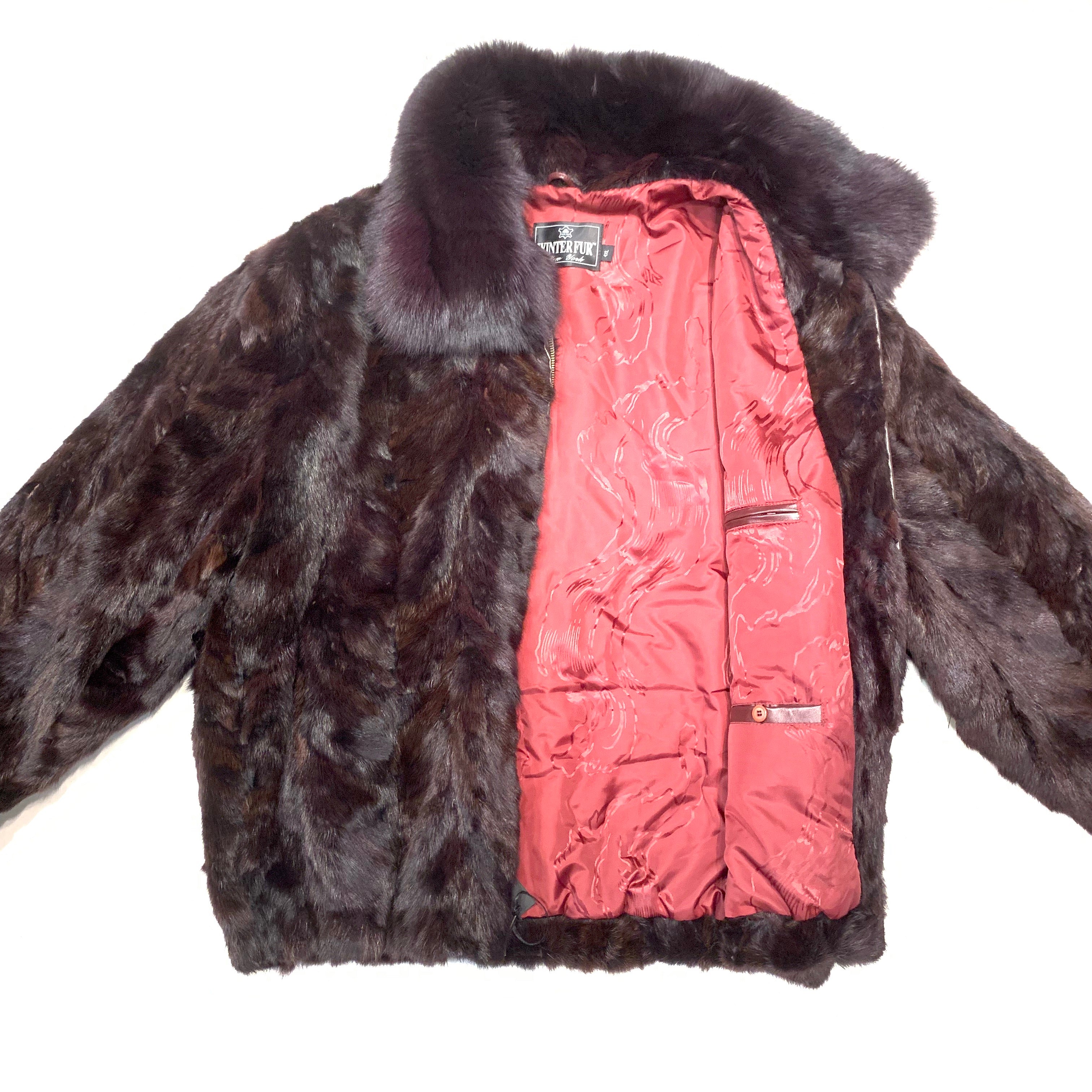 Kashani Wine Mink Bomber Jacket - Dudes Boutique