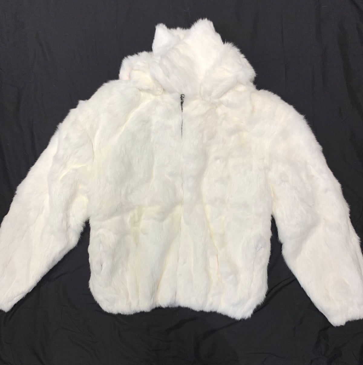 Kashani White Rabbit Fur Hooded Bomber Jacket - Dudes Boutique