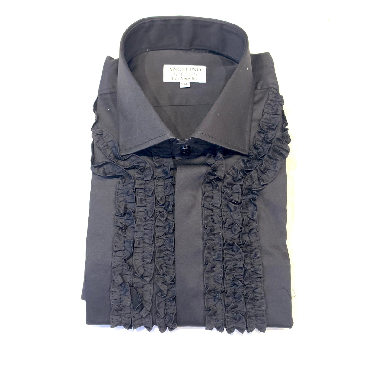 Angelino Black Tuxedo Ruffled Button Up Shirt - Dudes Boutique