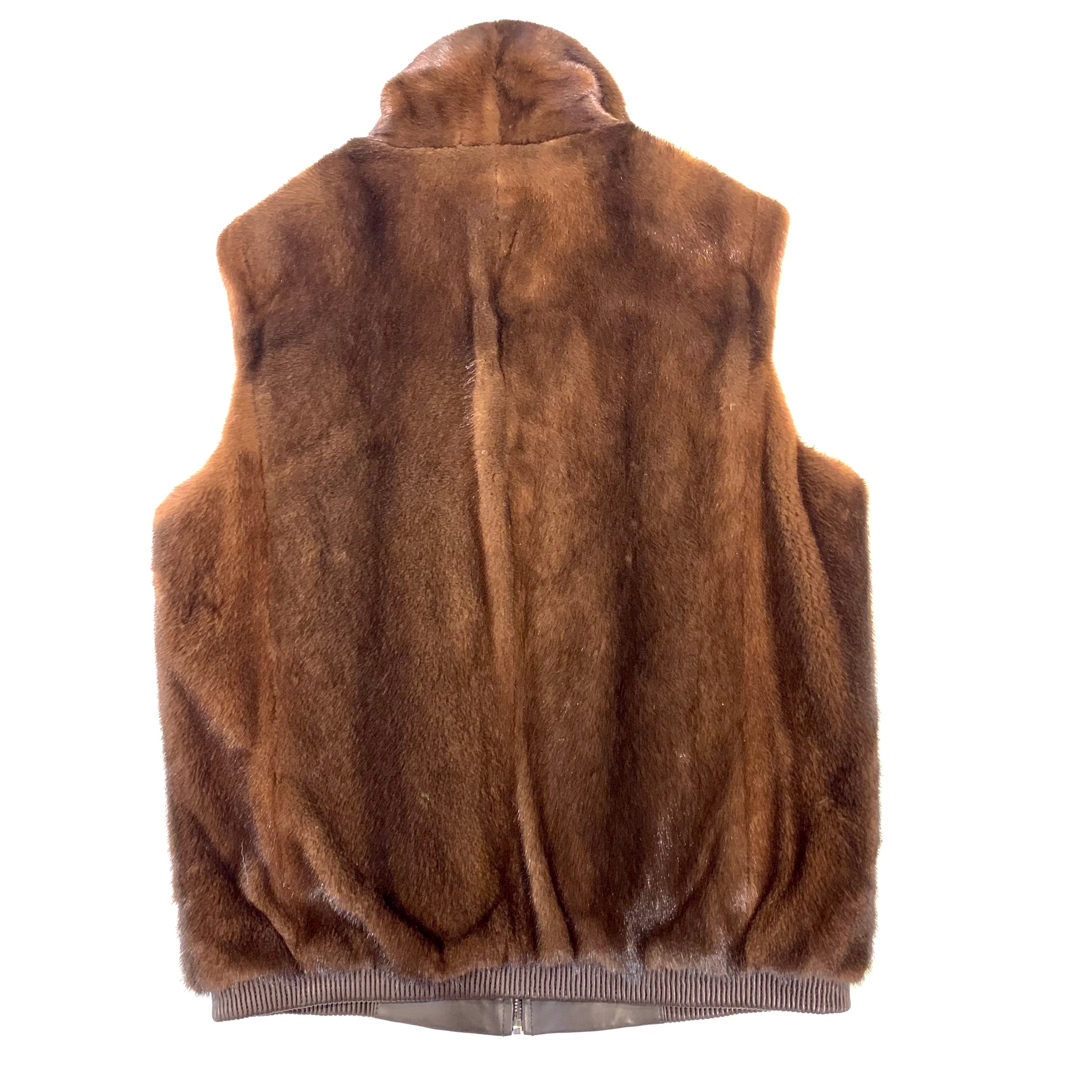 Barya NewYork Brown Mink/ Quilted Lambskin Vest - Dudes Boutique