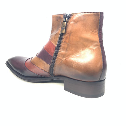 Jo Ghost Brown Three-tone Layered Leather Ankle Boots - Dudes Boutique