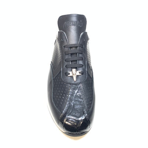 Mauri M770 Black Crocodile Perforated Nappa Leather Sneakers - Dudes Boutique