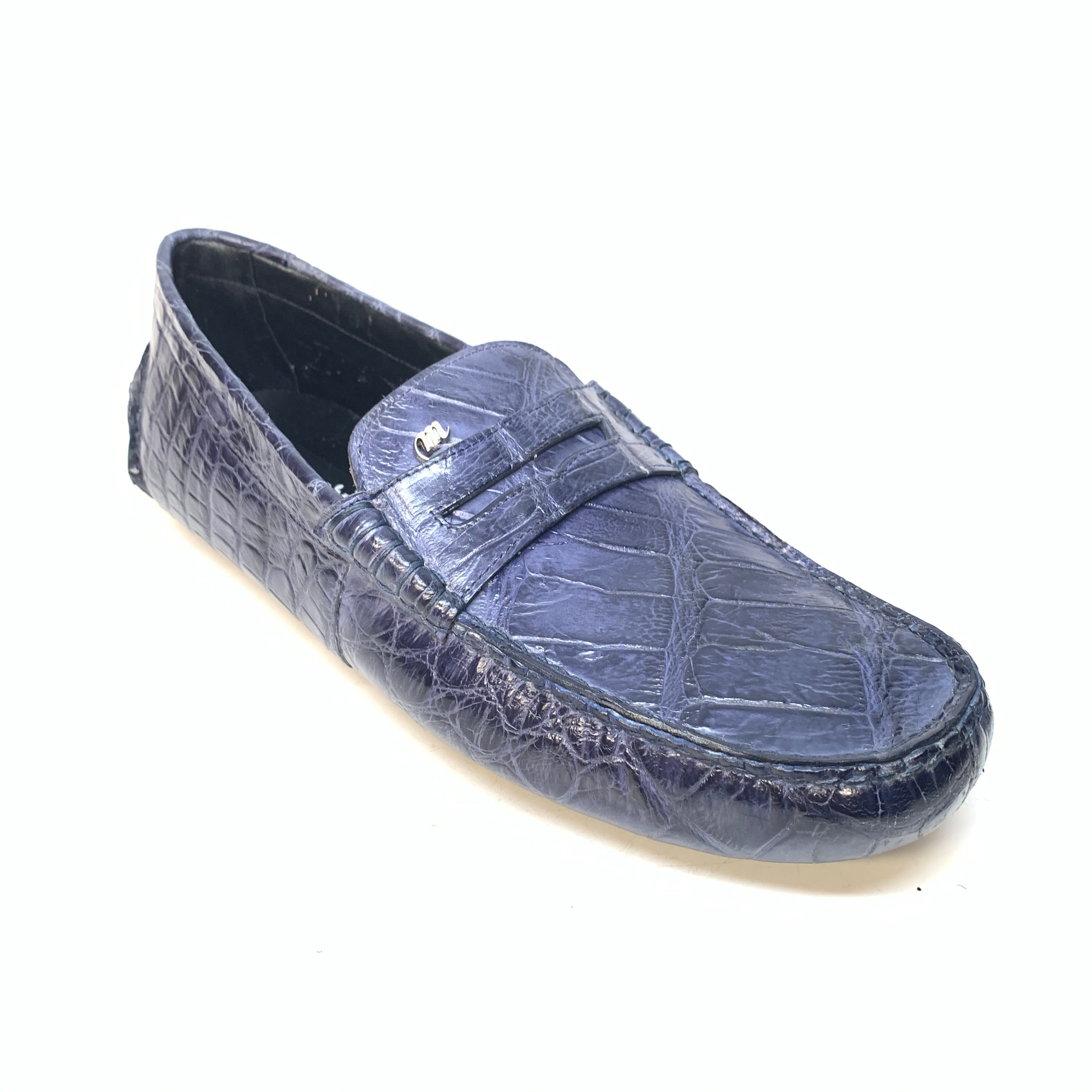 Mauri 3128 Wonder Blue Ercole Alligator Driving Loafers - Dudes Boutique