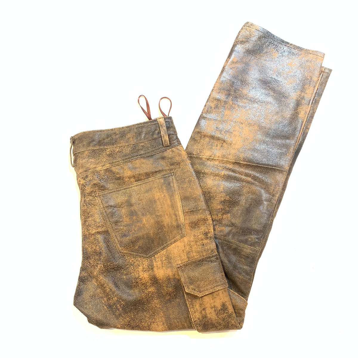 Kashani Men's Jungle Lambskin Straight Cut Leather Cargo Pants - Dudes Boutique