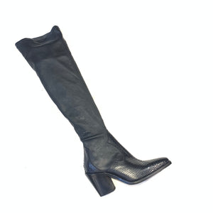 Jo Ghost Ladies Black Python Snakeskin Leather Knee Boots - Dudes Boutique