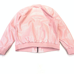 Kashani Baby Pink Perforated Lambskin Bomber Jacket - Dudes Boutique