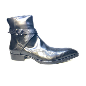 Jo Ghost Black Python Strap Ankle Boots - Dudes Boutique