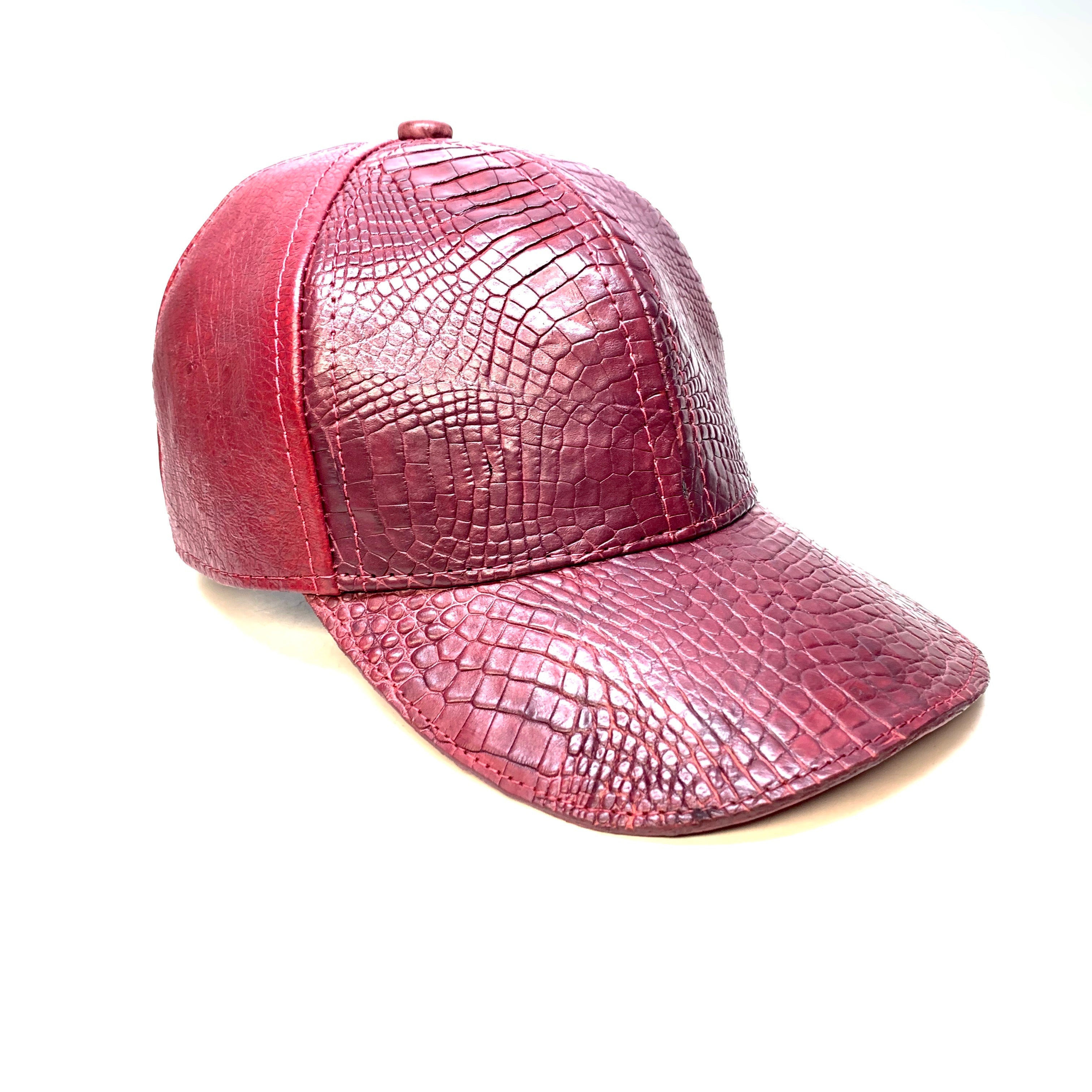 Kashani Wine Alligator & Ostrich Quill StrapBack Hat - Dudes Boutique