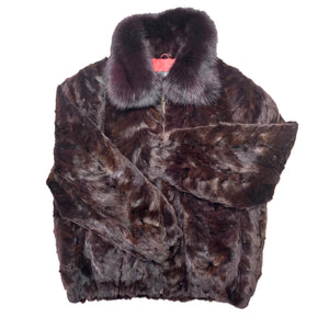 Kashani Wine Mink Bomber Jacket - Dudes Boutique