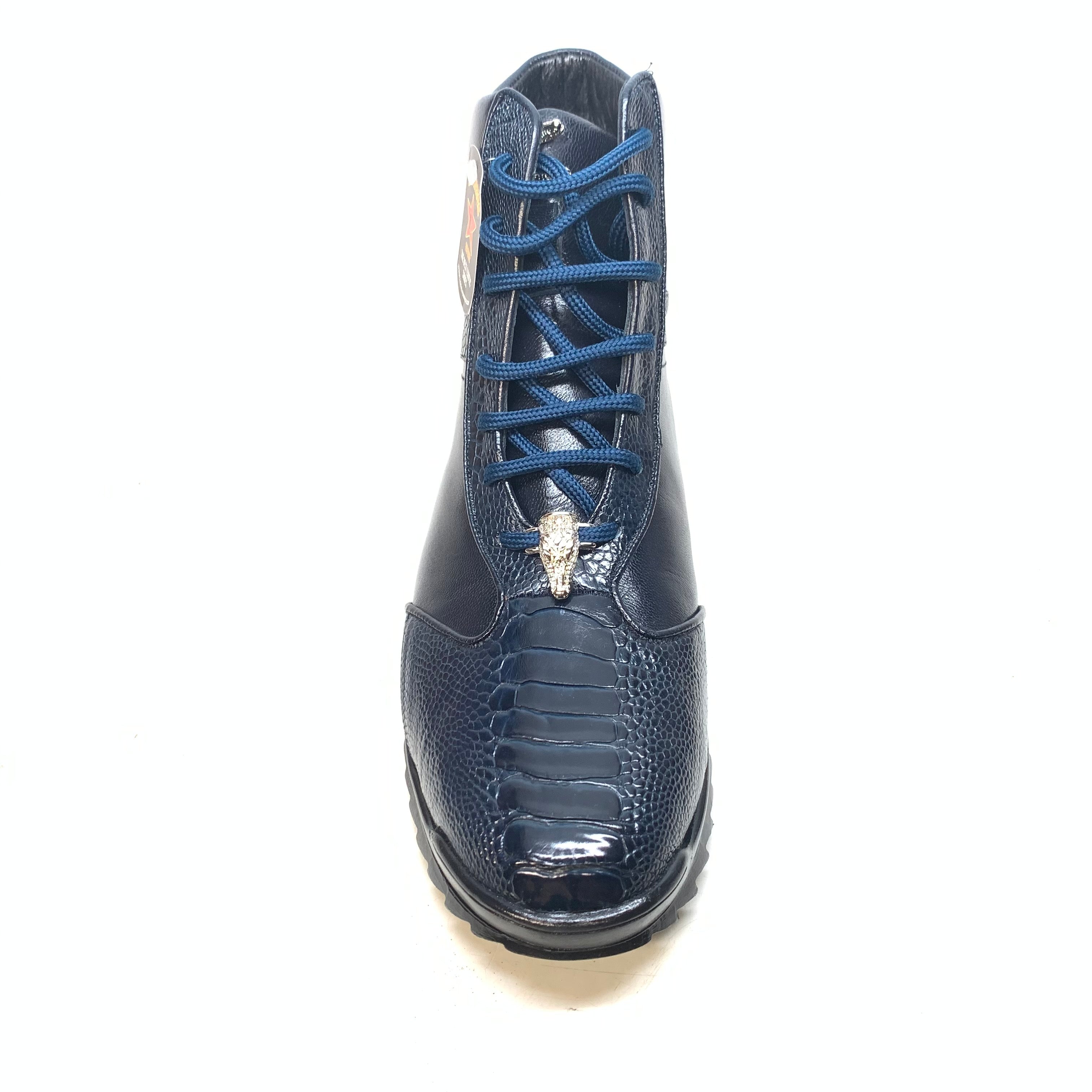 Los Altos Navy Blue Ostrich Leg High-top Sneakers - Dudes Boutique