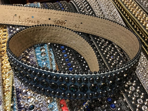 b.b. Simon Deep Blue Python Crystal Belt - Dudes Boutique