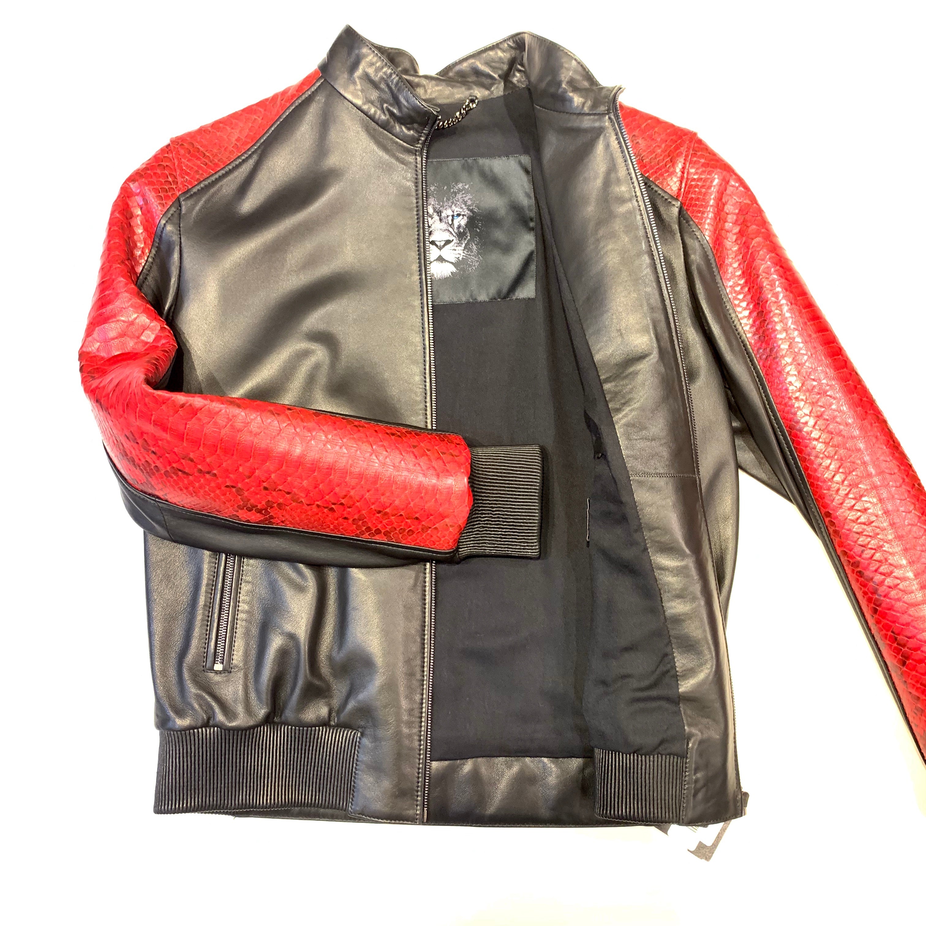 Kashani Black Red Python MA-1 Bomber Jacket - Dudes Boutique