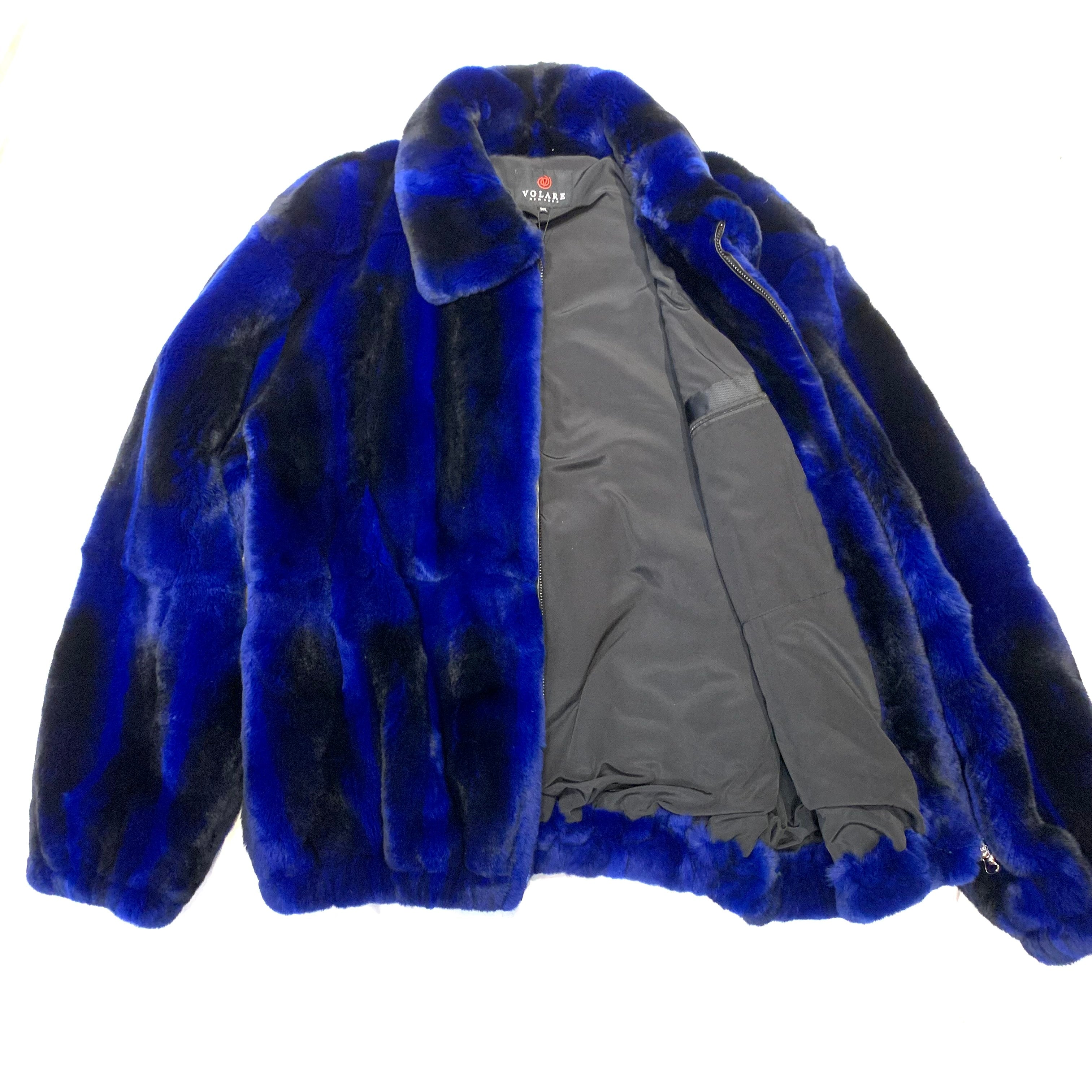 Volare Men's Blue Rex Chinchilla Fur Coat - Dudes Boutique