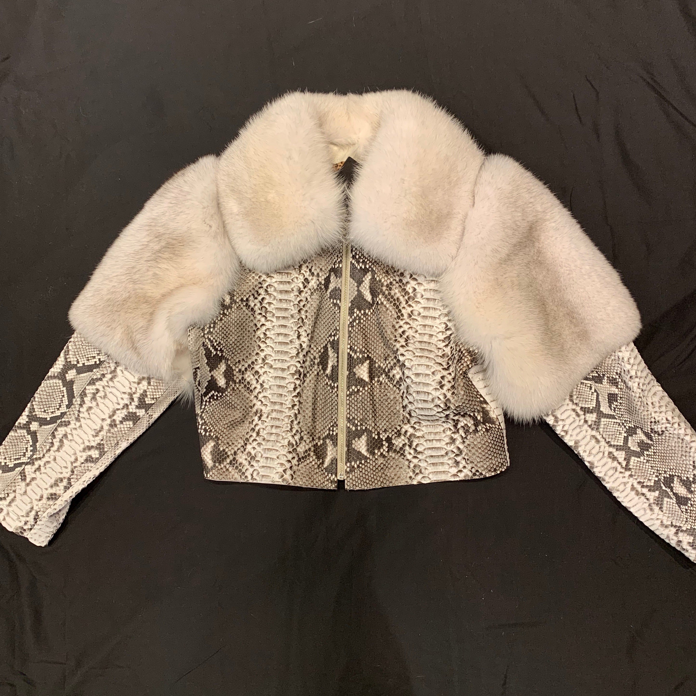 Kashani Ladies Arctic Fox White Python Jacket - Dudes Boutique