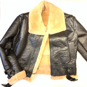 Kashani Black Aviator Flight Shearling Jacket - Dudes Boutique