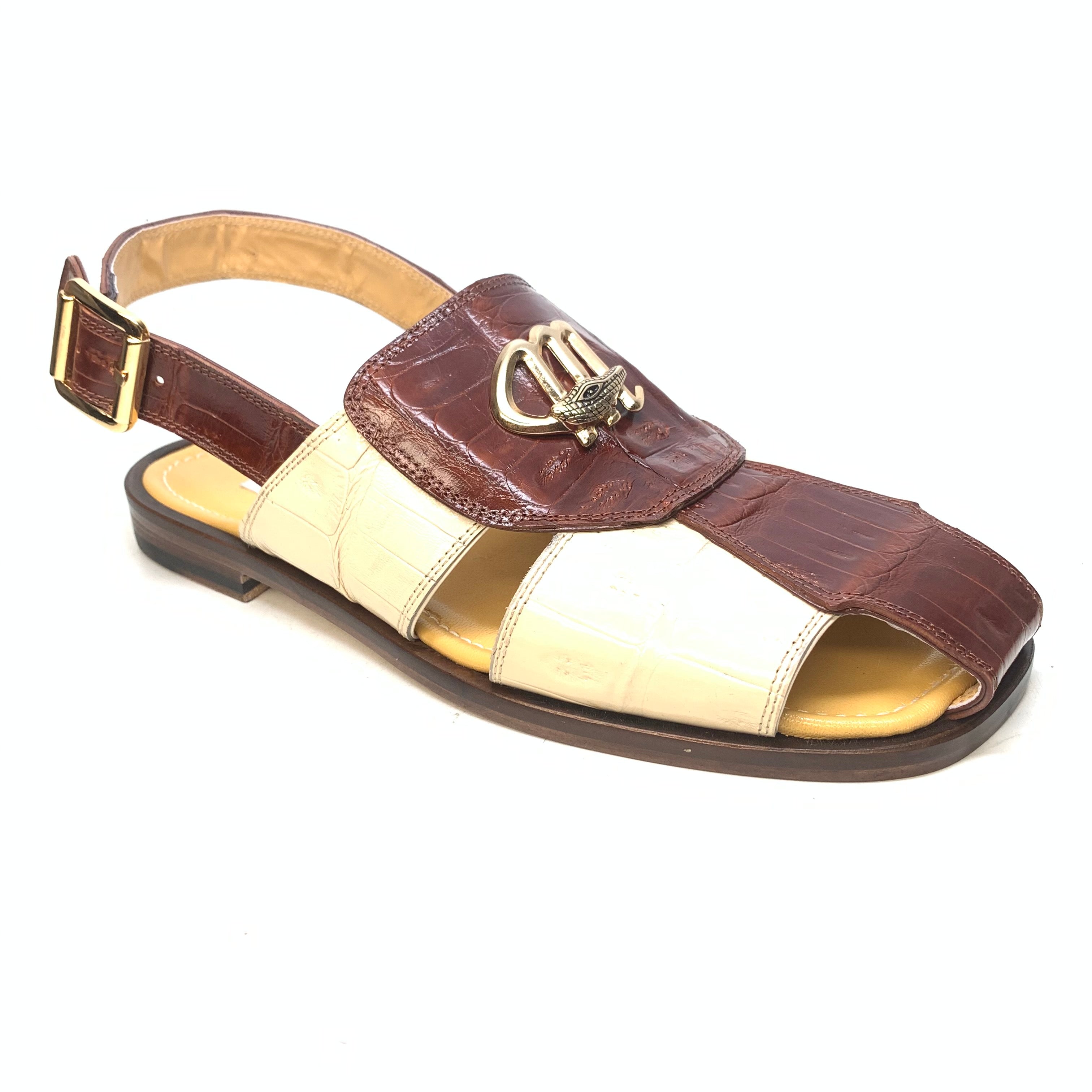 Mauri 5071 Cream/Gold Baby Crocodile Sandals - Dudes Boutique