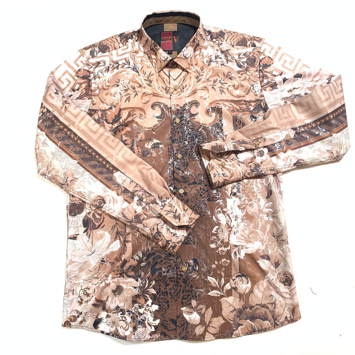 Vassari Men's Caffe Cheetah Button Up Shirt - Dudes Boutique
