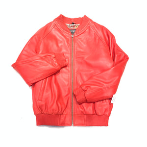 Kashani Red Naked Lambskin Bomber Jacket - Dudes Boutique