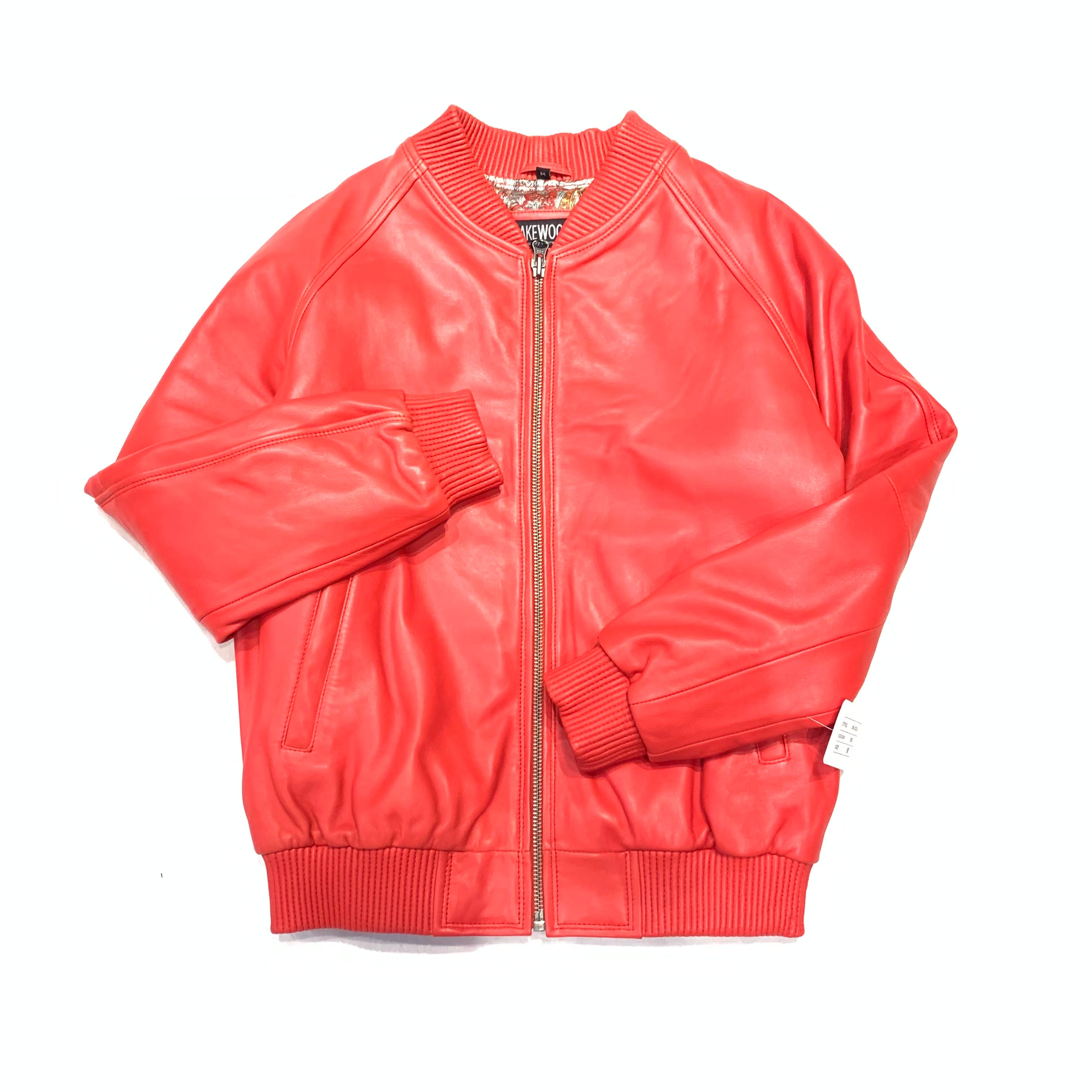 Kashani Red Naked Lambskin Bomber Jacket - Dudes Boutique