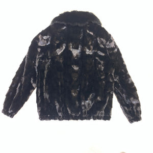 Volare Men's Black Diamond Cut Mink Bomber Jacket - Dudes Boutique