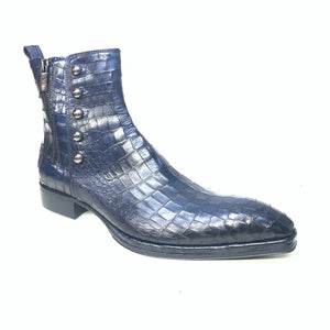 Jo Ghost Deep Navy Alligator Ankle Boots - Dudes Boutique