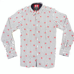 Barabas French Lips White Button Up Shirt - Dudes Boutique