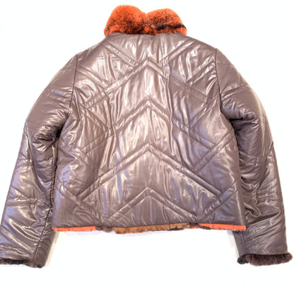 Kashani Ladies Pumpkin Reversible Rex Rabbit Coat - Dudes Boutique