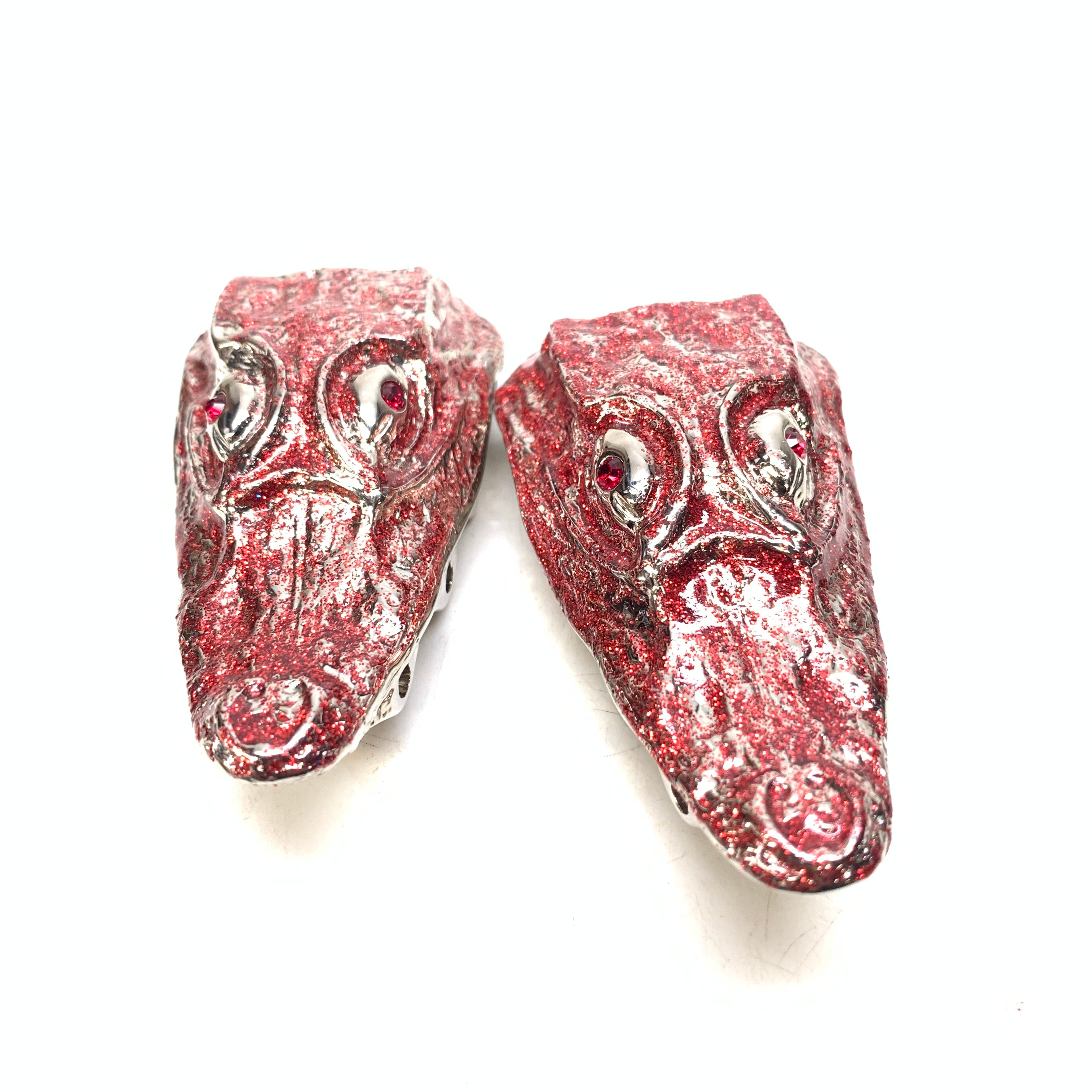 Mauri "Crystal Eye" Red Gator Head Lace Holders - Dudes Boutique