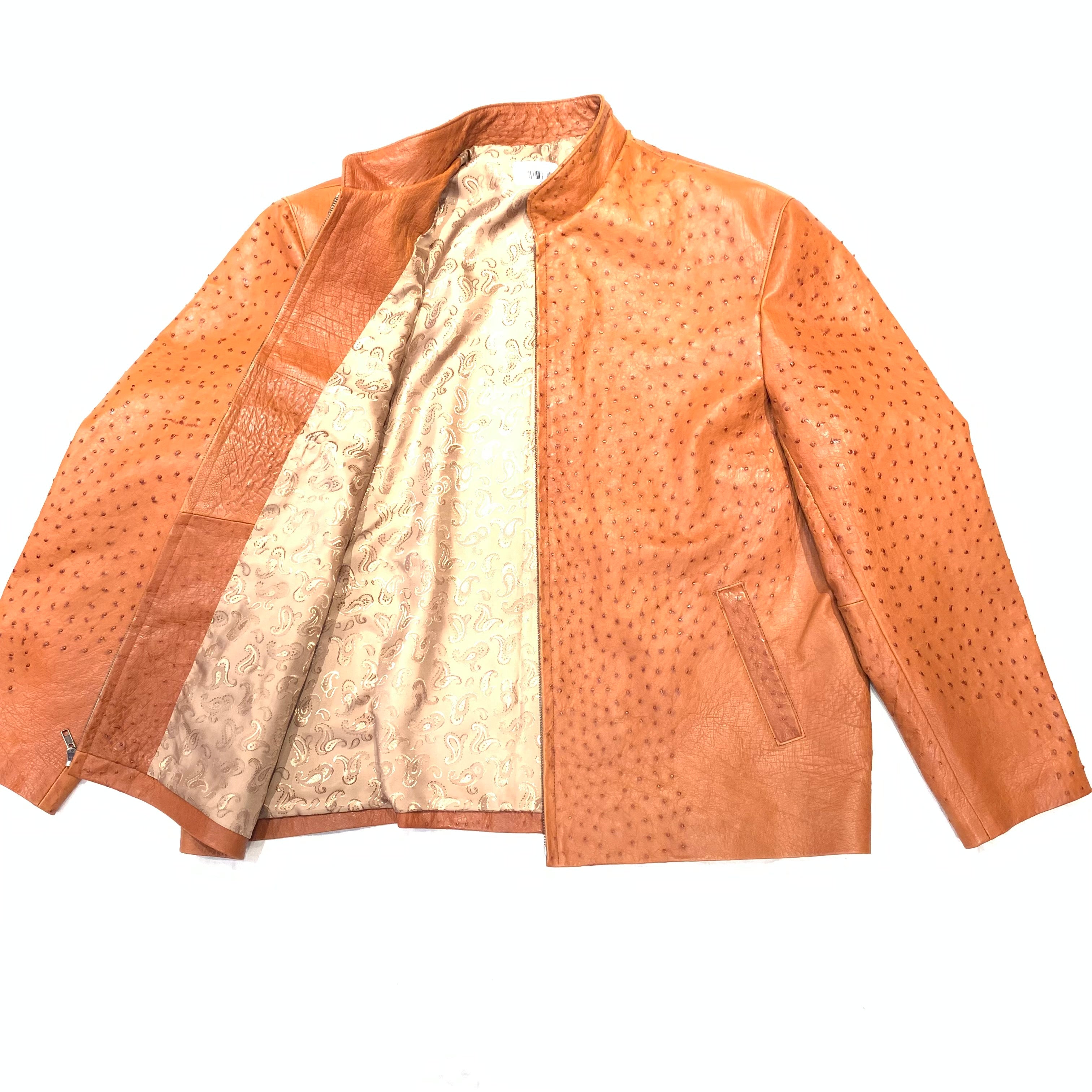 Kashani Cognac Full Ostrich Quill Jacket - Dudes Boutique