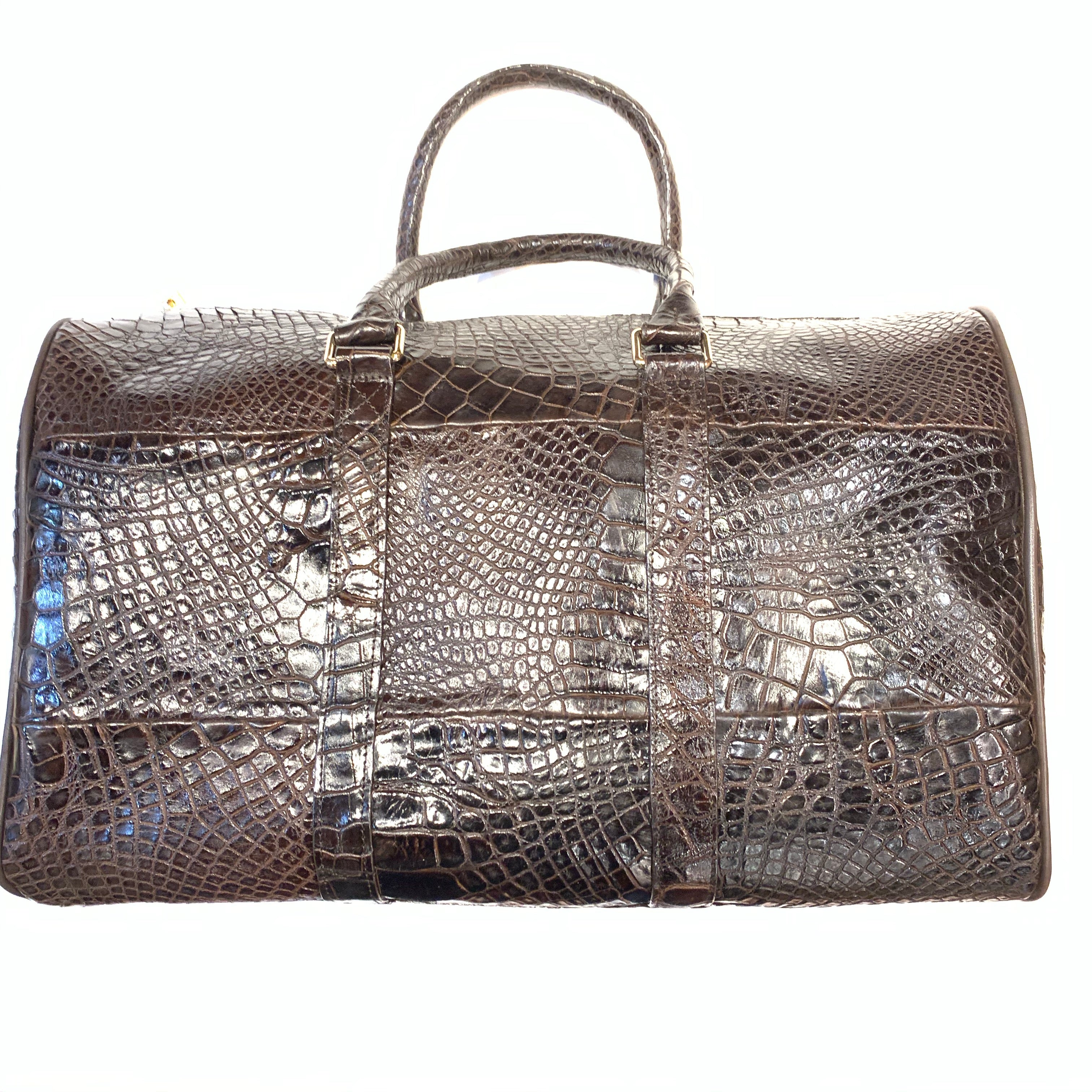 Kashani Brown Full Alligator Body Duffle Bag - Dudes Boutique