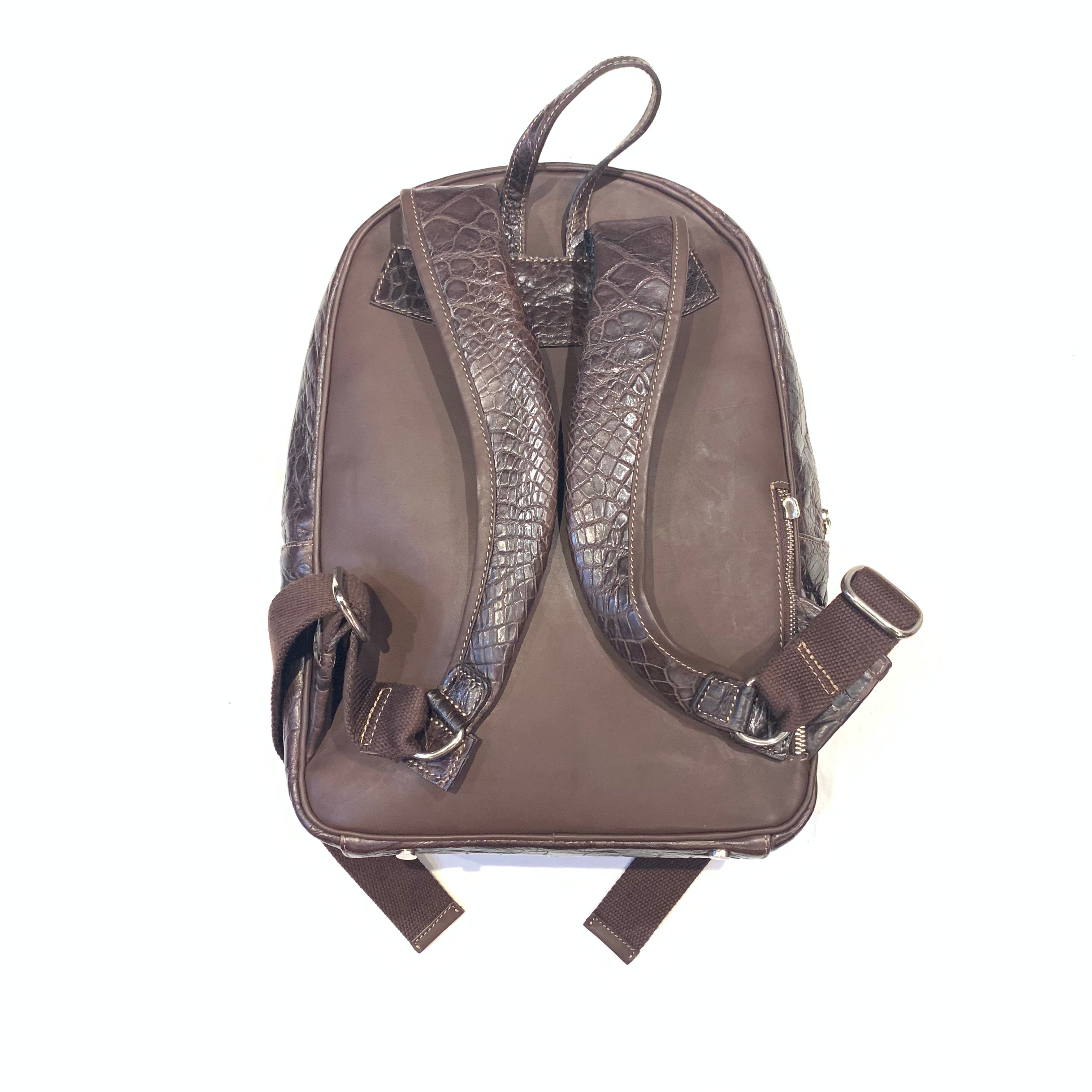 Kashani Chocolate Brown All-Over Alligator Backpack - Dudes Boutique