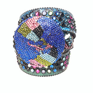 b.b. Simon Globe Triple Row Multi-color Fully Loaded Crystal Belt - Dudes Boutique