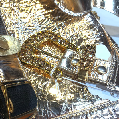 b.b. Simon Medium Metallic Backpack - Gold - Dudes Boutique