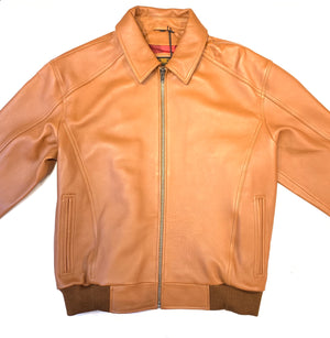 Kashani Men's Cognac Antique Lambskin Bomber Jacket - Dudes Boutique