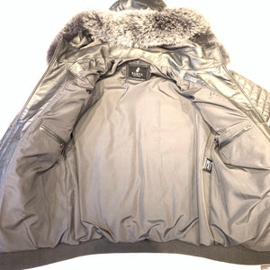 Barya NewYork Quilted Lambskin Silver Fox Fur Hooded Bomber Jacket - Dudes Boutique