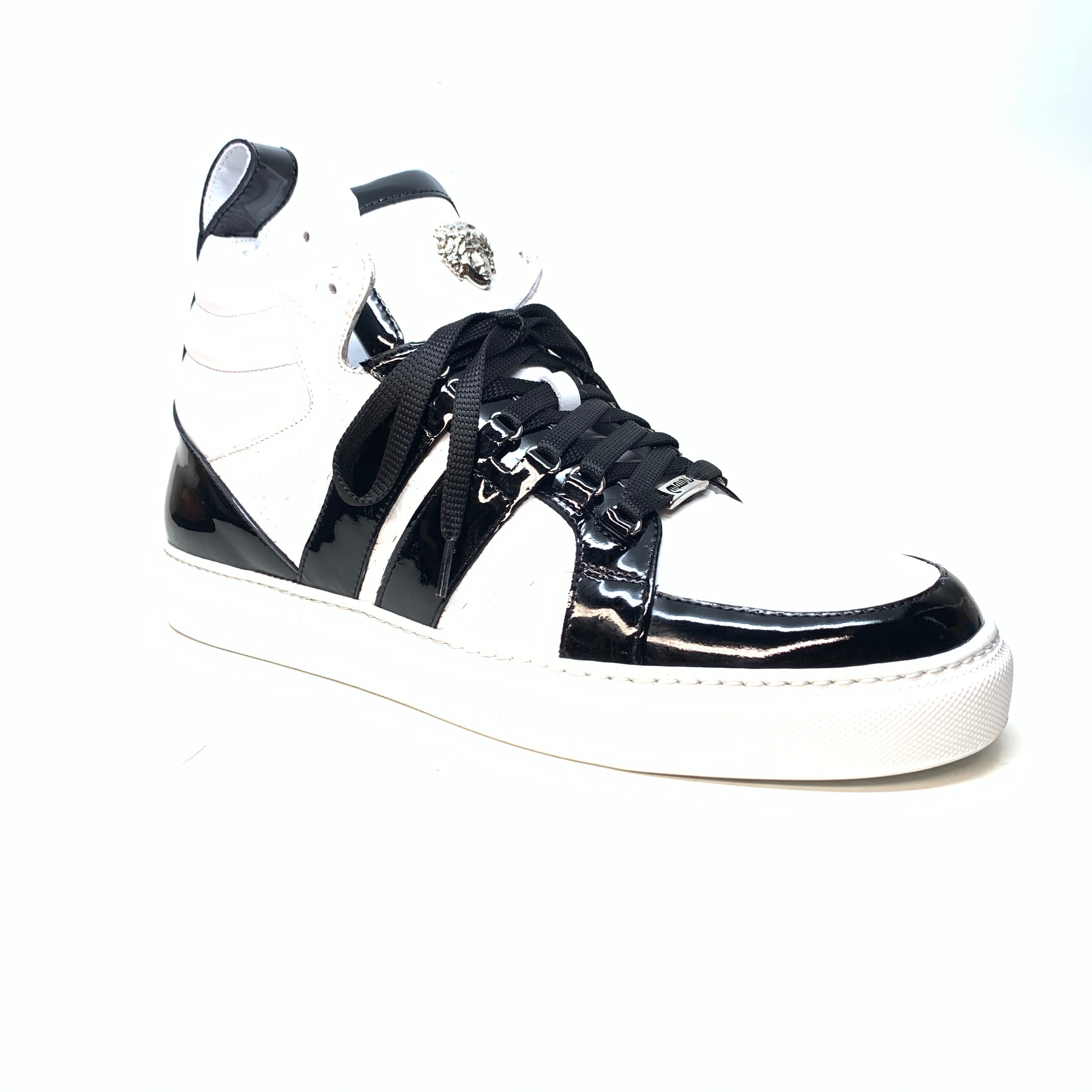 Mauri 8410 Black White Patent Alligator Sneakers - Dudes Boutique