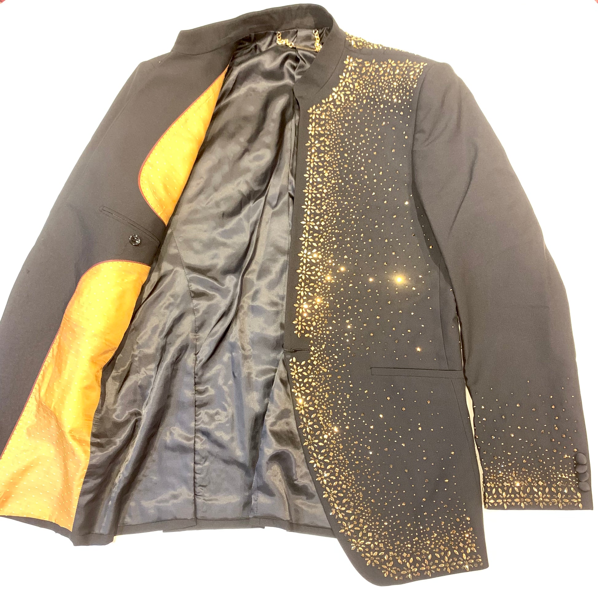 Barocco Men's  Black  Gold Fully Loaded Crystal Blazer - Dudes Boutique