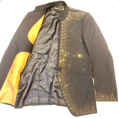 Barocco Men's  Black  Gold Fully Loaded Crystal Blazer - Dudes Boutique