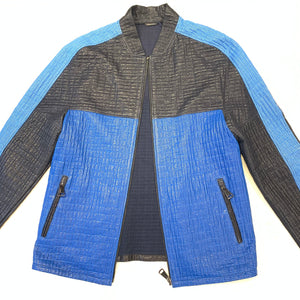 Barya NewYork Blue 3-tone Perforated Lambskin Jacket - Dudes Boutique