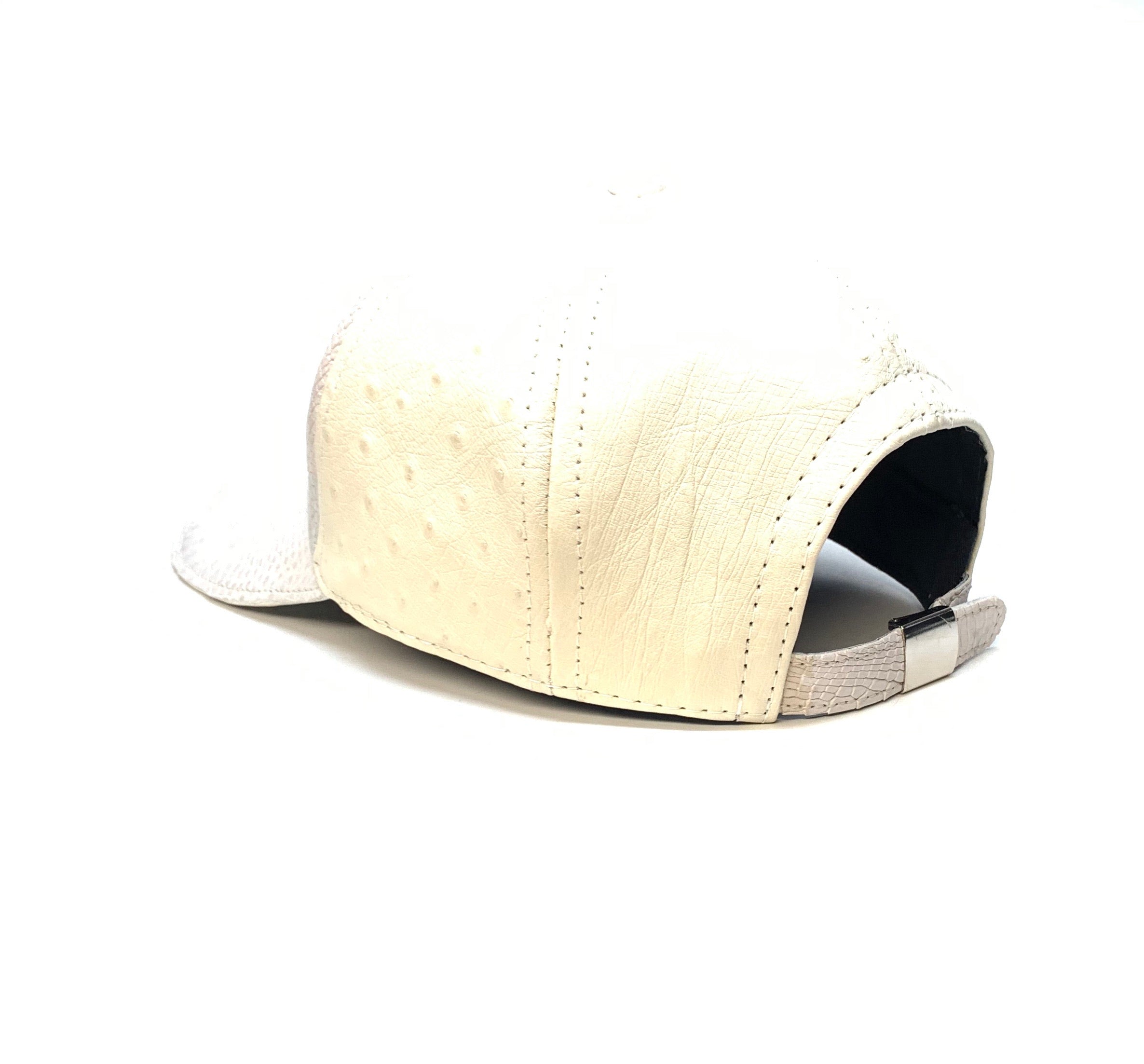 Kashani Champagne Alligator & Ostrich Quill StrapBack Hat - Dudes Boutique