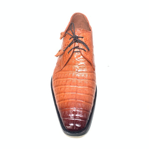 Los Altos Cognac All-Over Crocodile Lace Up Dress Shoes - Dudes Boutique