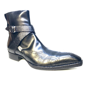 Jo Ghost Black Python Strap Ankle Boots - Dudes Boutique