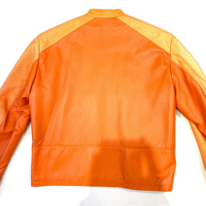 Kashani Orange Full Python Sleeve Bomber Jacket - Dudes Boutique