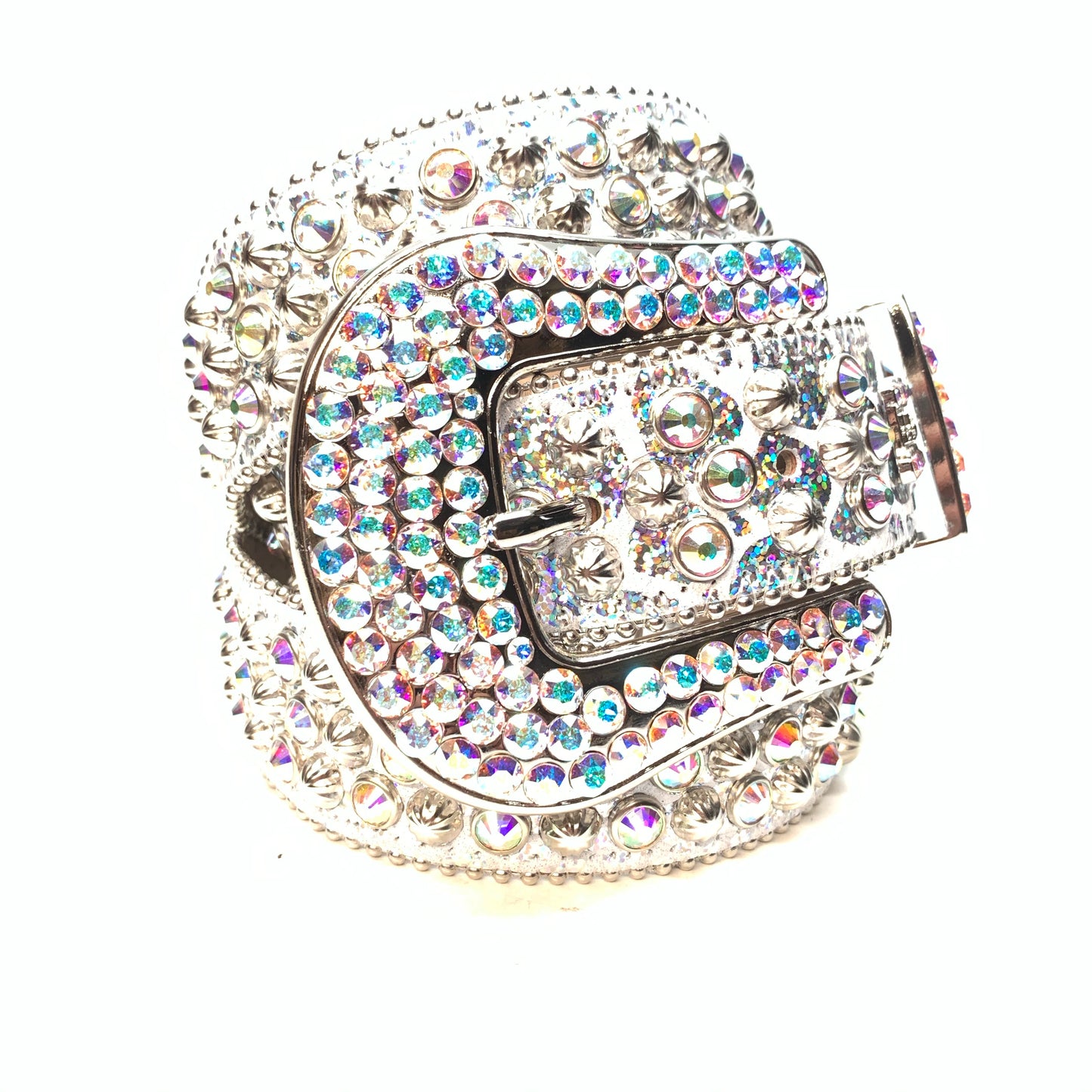 b.b. Simon 'Chrome Milk' Studded Crystal Belt - Dudes Boutique
