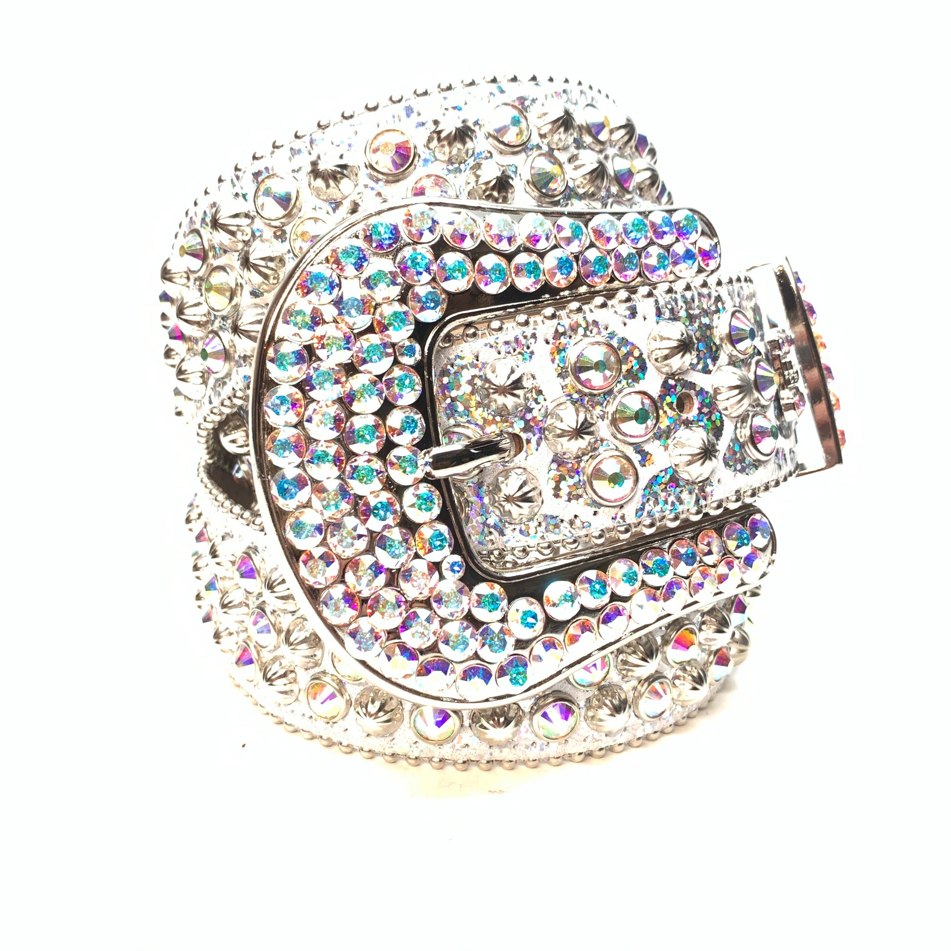 b.b. Simon 'Chrome Milk' Studded Crystal Belt - Dudes Boutique
