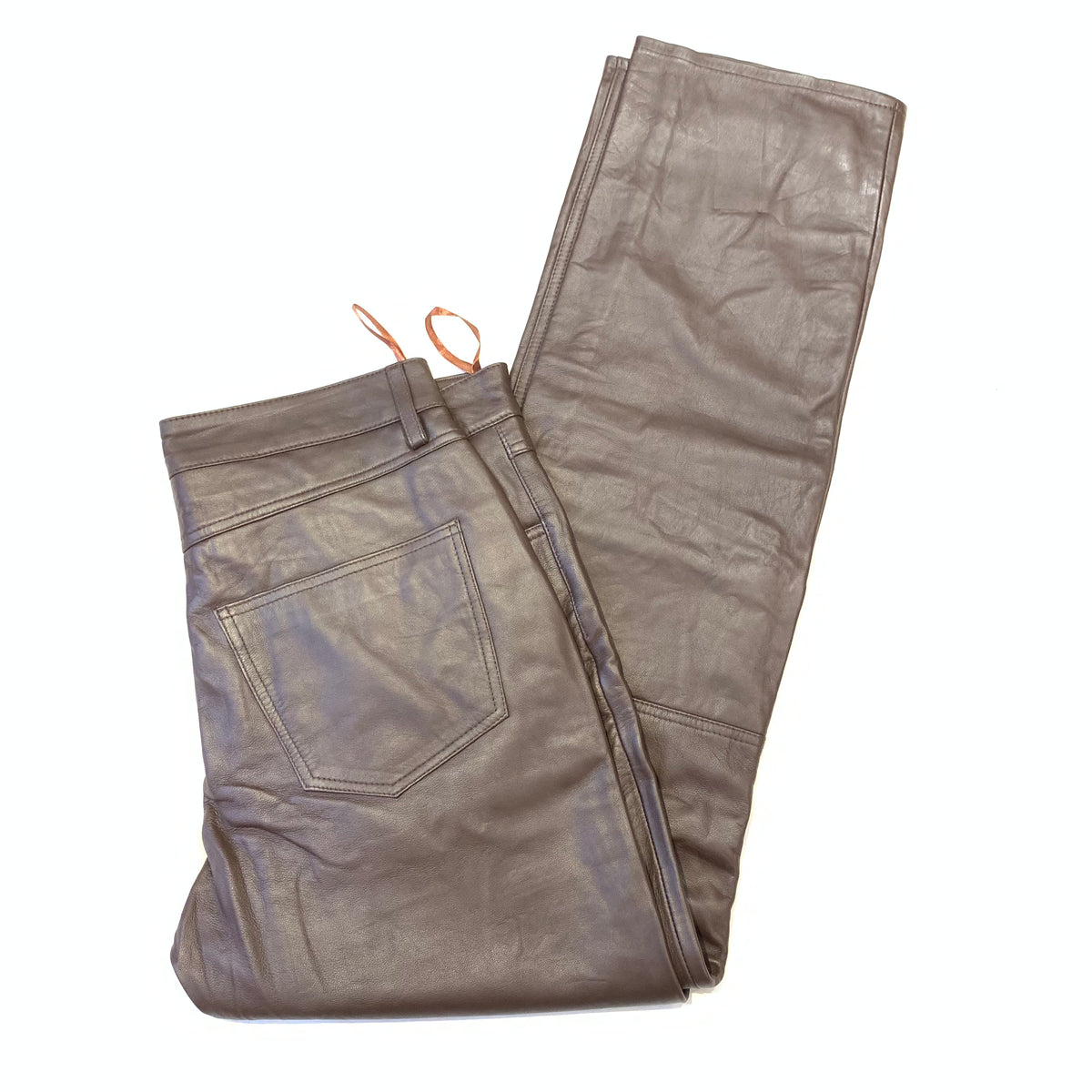 Kashani Men's Brown Lambskin Straight Cut Leather Pants - Dudes Boutique