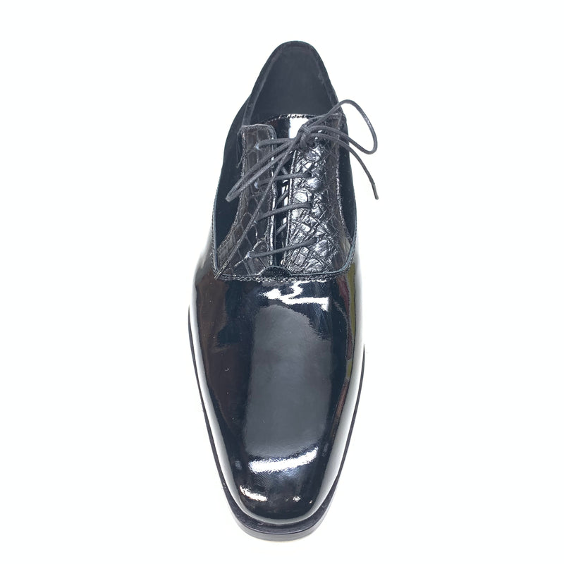Mauri 4993/2 Black Crocodile/Velvet/Patent Leather Dress Shoes - Dudes Boutique